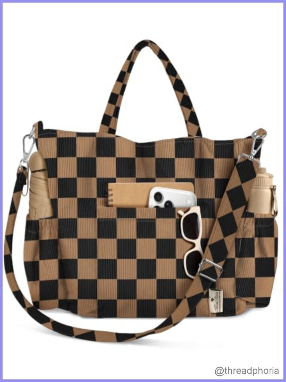 Corduroy Crossbody Tote Bag with Pockets for Women Fits 15" Laptop